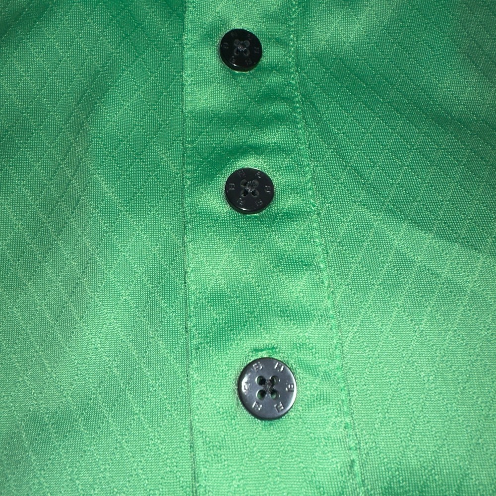 FootJoy Mens Quail Hollow Country Club Golf Polo Shirt Lime Green Textured L - Picture 4 of 11